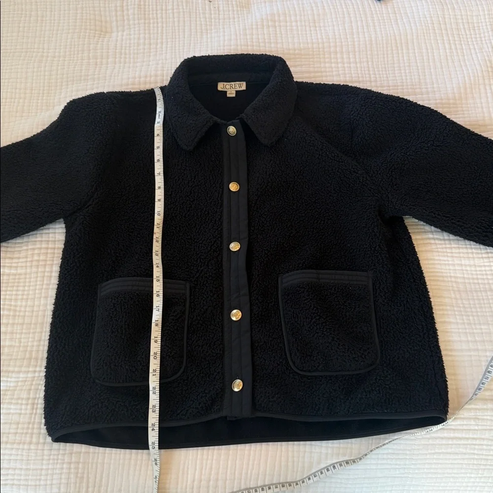 J. Crew Black Teddy Sherpa Jacket with Gold Buttons - Picture 3 of 6
